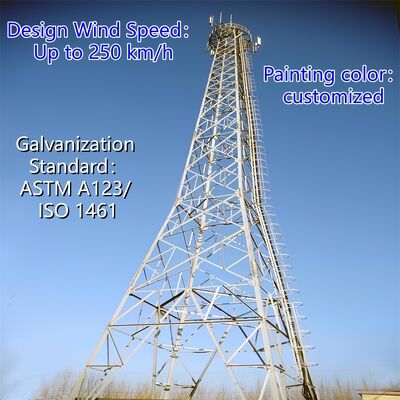 Seismic Grade 4 Legged Angular Steel Communication Tower ANSI/TIA-222 Standard Lattice Mast for Radio TV Antenna Installation