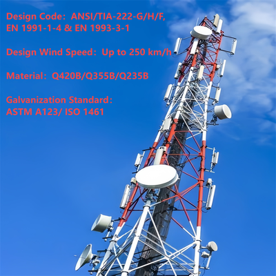 Heavy-Duty 3 Legged Tubular Steel Lattice Tower for Remote Mining Area Communication 4G 5G Base Station Q345B Hot DIP Galvanized Wind Resistant Mast