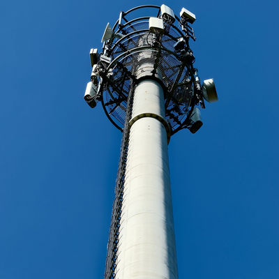 20m-40m Industrial-Grade Monopole Telecom Tower with Internal Climbing Ladder and Maintenance Platform for Urban Smart City Base Station