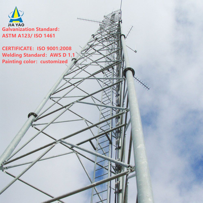 Heavy-Duty 3 Legged Tubular Steel Tower with Integrated FM Antenna Mounts and High-Tensile Q345B Sections for Rural Broadcasting Base Station ANSI Standard
