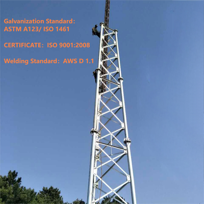 High-Precision 3 Legged Tubular Steel Lattice Tower for 4G 5G Base Station 20m 30m 45m 60m Hot DIP Galvanized Wind Resistant Telecom Mast