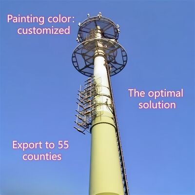 Self Supporting Monopole Steel Tower High Strength Tubular Communication Pole Tower Hot Dipped Galvanized Q235B for Urban Wireless Network Antenna Site Support