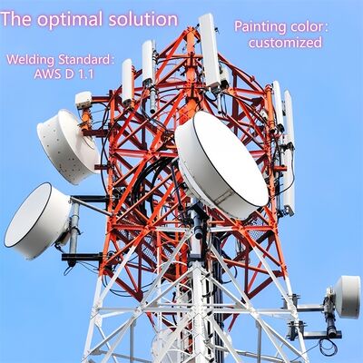 30m 45m 60m Hot Dip Galvanized 4 Legged Angular Steel Tower High Wind Load Self Supporting Lattice Telecommunication Tower for 5G Mobile Signal Base Station Site