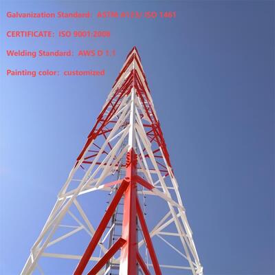 ASTM A123 Hot Dip Galvanized 3 4 Legged Angular Steel Tower Lattice Telecommunication Tower ISO Certified Factory Q345B Steel for Overseas Communication Infrastructure Projects