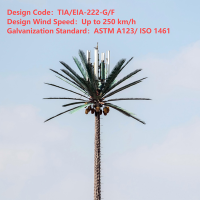 Heavy Duty High Wind Load 120km/h Camouflaged Pine Tree Telecom Tower Bionic Steel Monopole for Coastal Area Communication Antenna Support with Anti-corrosion Coating