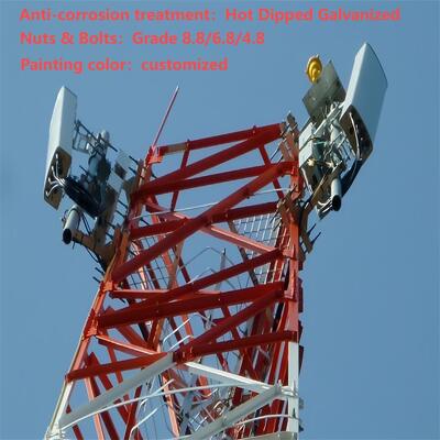 20m 30m 45m 60m 3 Legged Angular Steel Communication Tower Hot Dip Galvanized Q355B Lattice Pylon for 5G BTS Station Infrastructure