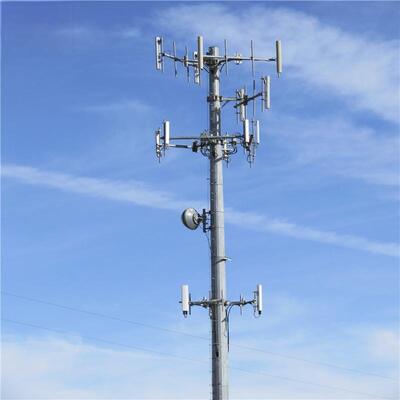 20m 30m 40m 5G Cell Base Station Steel Monopole Tower Self Supporting Round Pole for GSM Wireless Communication