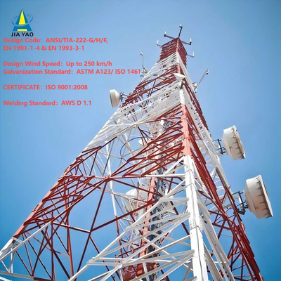 Signal Transmission 4-Leg Angular Steel Communications Radio Mobile Cell Tower for Telecom